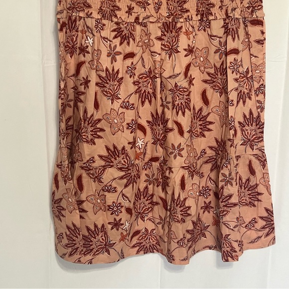 BB Dakota by Steve Madden Pink Mauve Floral Smocked top Mini Dress Size L NWT - Picture 2 of 9